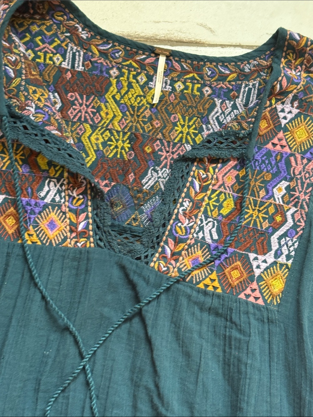 Free People boho embroidered sleeveless top